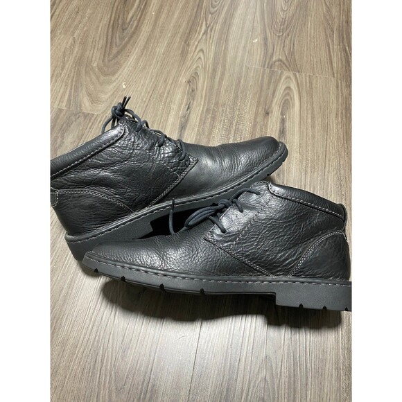 Clarks Chukka Boots Mens Sz 10.5 Black Leather Lace Up Stratton Limit